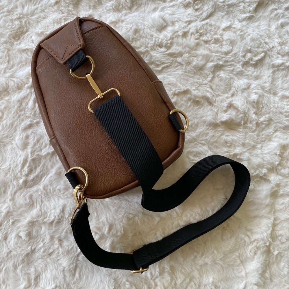 Kedzie Sunset Sling Bag Mini Backpack Chestnut Brown Vegan Leather Crossbody NWT - Picture 8 of 11